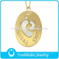 L-P0499 Baby Foot Cut Out Lovely Pendant Oval Gold KeepsakesJewelry Stainless Steel Children Jewelry Charm Pendant Love Necklace